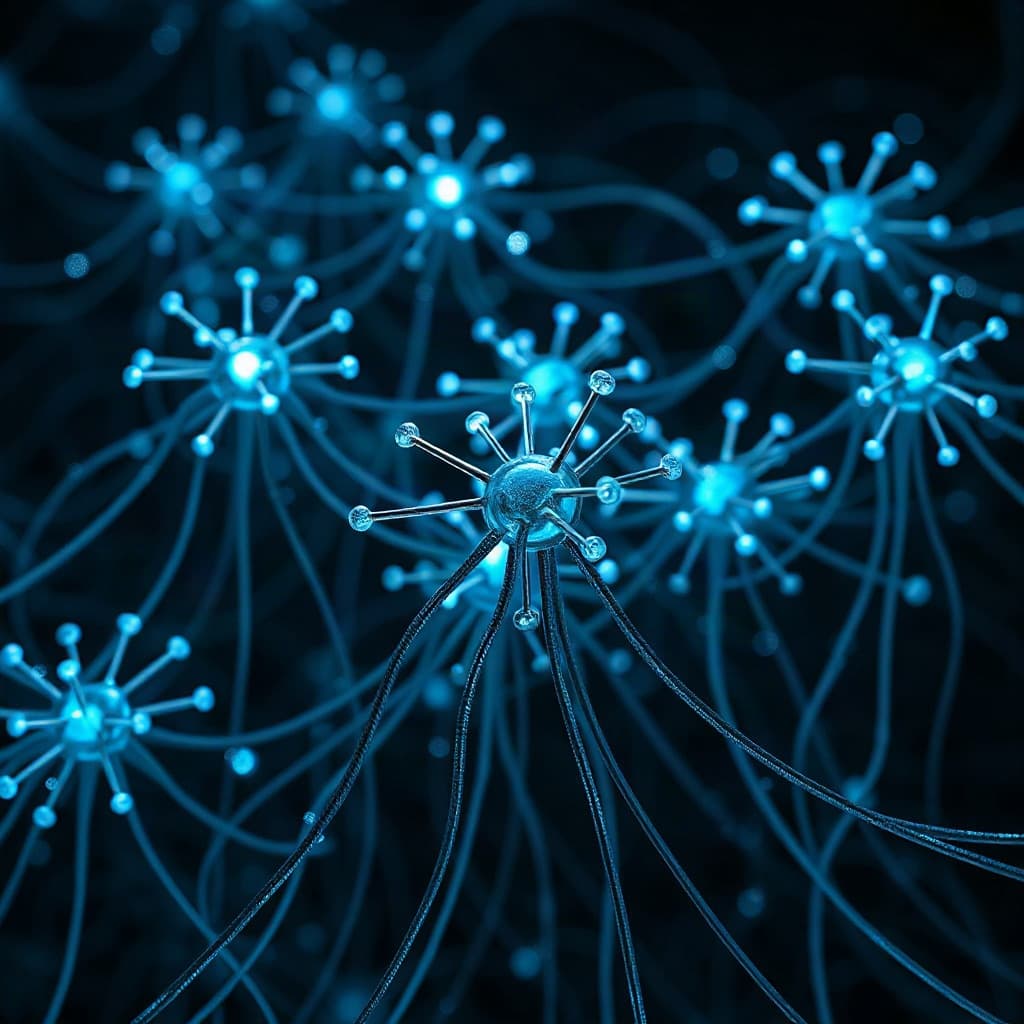 Network of glowing interconnected nodes
